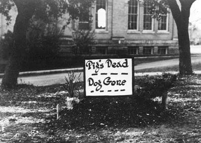 Pig's Dead... Dog Gone — the epitaph marker